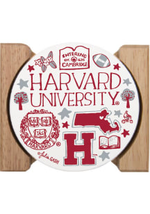 Harvard Crimson 4 Pack Car Coaster - White