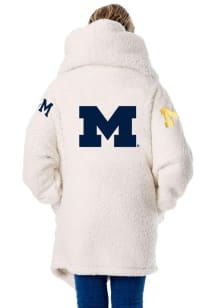 Jill Martin Michigan Wolverines Womens Ivory Sherpa Lounger Heavy Weight Jacket