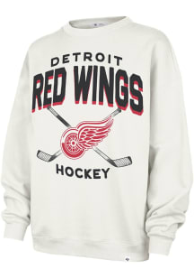 47 Detroit Red Wings Womens White Arch Cloud Oversized Crew Sweatshirt