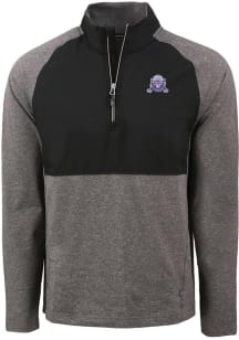 Cutter and Buck Northwestern Wildcats Mens Black Vault Adapt Eco Hybrid Long Sleeve Qtr Zip Pullov..
