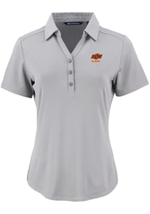 Cutter and Buck Oklahoma State Cowboys Womens Ash Alumni Forge Eco Polo Short Sleeve Polo Shirt