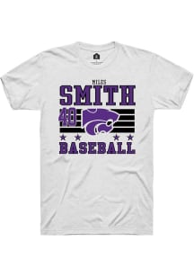 Miles Smith  K-State Wildcats White Rally NIL Striped Short Sleeve T Shirt