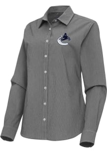 Antigua Vancouver Canucks Womens Porter Long Sleeve Black Dress Shirt