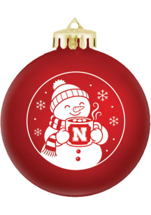 Nebraska Cornhuskers Snowman Drinking Cocoa Ball Ornament - Scarlet Red