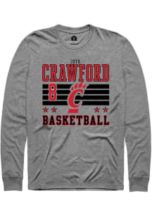 Joya Crawford Cincinnati Bearcats Grey NIL Striped Long Sleeve Player T Shirt