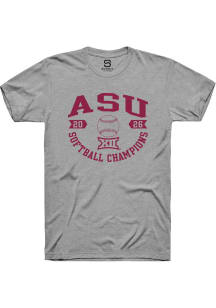 Summit Sportswear Arizona State Sun Devils Grey Big 12 Softball Tournament Champions 2026 Short Sl..