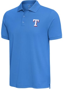 Antigua Texas Rangers Mens Light Blue Nobel Short Sleeve Polo