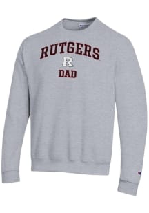 Champion Rutgers Scarlet Knights Mens Grey Arch Logo Dad Powerblend Long Sleeve Crew Sweatshirt