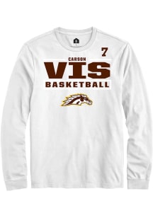 Carson Vis Western Michigan Broncos White NIL Stacked Box Long Sleeve Player T Shirt