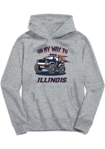 Vive La Fete Illinois Fighting Illini Toddler Grey On My Way Long Sleeve Hooded Sweatshirt