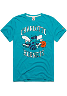 Homage Charlotte Hornets Teal Retro Logo Wordmark Short Sleeve Fashion T Shirt