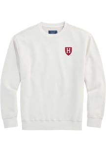 Vineyard Vines Harvard Crimson Mens Cream Surf Terry Long Sleeve Crew Sweatshrt