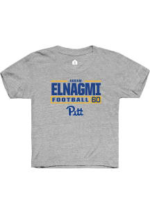 Akram Elnagmi Pitt Panthers Youth Grey NIL Stacked Box Player Tee