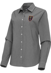 Antigua Real Salt Lake Womens Porter Long Sleeve Black Dress Shirt