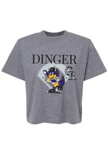 Dinger  Soft As A Grape Colorado Rockies Womens Grey Boxy Short Sleeve T-Shirt