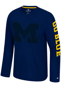 Colosseum Michigan Wolverines Blue Richie Long Sleeve T Shirt