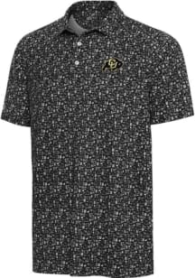 Antigua Colorado Buffaloes Mens Black University Football Short Sleeve Polo