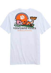 Vineyard Vines Clemson Tigers White Football Whale Short Sleeve T Shirt
