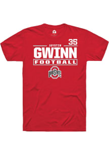 Jaystin Gwinn Ohio State Buckeyes Red Football NIL Stacked Box Short Sleeve Player T Shirt