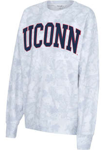 UConn Huskies Womens White Camo Sport FLeece Crew Sweatshirt