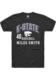 Miles Smith  K-State Wildcats Black Rally NIL Arch Logo Short Sleeve T Shirt