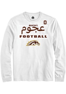 Mustafi Al-Gawari Western Michigan Broncos White Football NIL Stacked Box Long Sleeve Player T Shi..