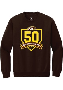 Summit Sportswear Western Michigan Broncos Mens Brown Softball 50th Anniversary Long Sleeve Crew S..