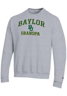 Champion Baylor Bears Mens Grey Grandpa Powerblend Long Sleeve Crew Sweatshirt