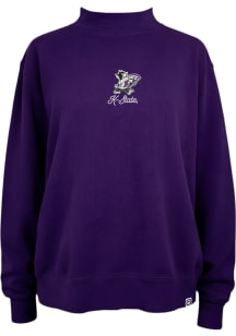 Summit Sportswear K-State Wildcats Womens Purple Pigment Dyed Mock Crew Sweatshirt