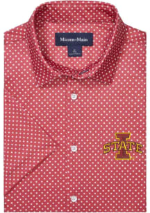 Mizzen+Main Iowa State Cyclones Mens Cardinal Haylard Dot Short Sleeve Dress Shirt