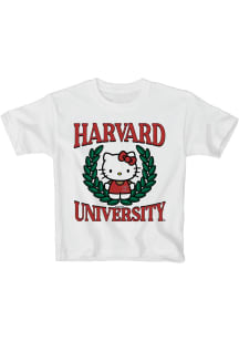 Blue 84 Harvard Crimson Youth Ivory Hello Two Ways Short Sleeve T-Shirt