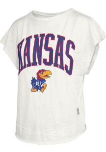 Pressbox Kansas Jayhawks Womens White Nelson Movement Short Sleeve T-Shirt