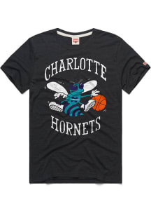 Homage Charlotte Hornets Charcoal Retro Logo Short Sleeve Fashion T Shirt