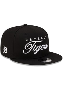 New Era Detroit Tigers Black Scripted 9FIFTY Mens Snapback Hat