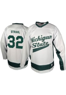 Genuine Collective Melvin Strahl Michigan State Spartans Mens White NIL Hockey Jersey