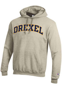 Champion Drexel Dragons Mens Oatmeal Tackle Twill Arch Name Long Sleeve Hoodie