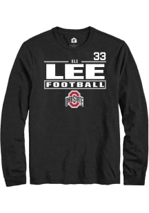 Eli Lee Ohio State Buckeyes Black Football NIL Stacked Box Long Sleeve Player T Shirt