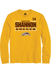 Christian Shannon Western Michigan Broncos Gold NIL Stacked Box Long Sleeve Player T Shirt