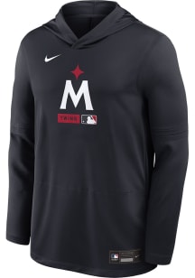Nike Minnesota Twins Mens Navy Blue Authentic Collection Long Sleeve Lightweight Hoodie