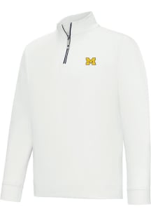Footjoy Michigan Wolverines Mens White Approach Long Sleeve Qtr Zip Pullover