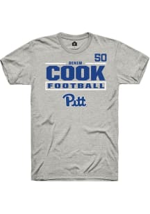 Denim Cook Pitt Panthers Ash Football NIL Stacked Box Short Sleeve Player T Shirt