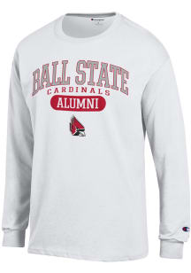 Champion Ball State Cardinals White Pill Box Alumni Jersey Long Sleeve T Shirt