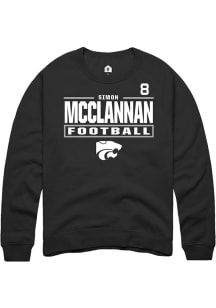 Simon McClannan K-State Wildcats Mens Black Football NIL Stacked Box Player Crew