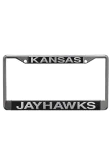 Kansas Jayhawks Team Name Black/Silver License Plate Frame - Black