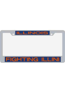 Illinois Fighting Illini Team Name Chrome License Plate Frame - Orange