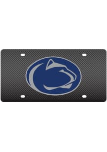 Penn State Nittany Lions Black Carbon Fiber Mascot Logo Car Accessory License Plate
