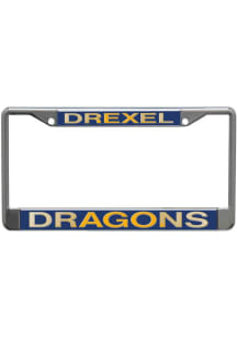 Drexel Dragons Team Name Chrome License Plate Frame - Blue