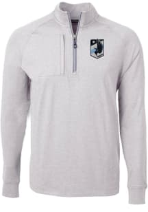Cutter and Buck Minnesota United FC Mens Grey Adapt Eco Long Sleeve Qtr Zip Pullover