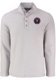 Cutter and Buck Inter Miami CF Mens Grey Hunts Point Long Sleeve Qtr Zip Pullover