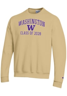 Champion Washington Huskies Mens Gold Font Class of 2028 Powerblend Long Sleeve Crew Sweatshirt